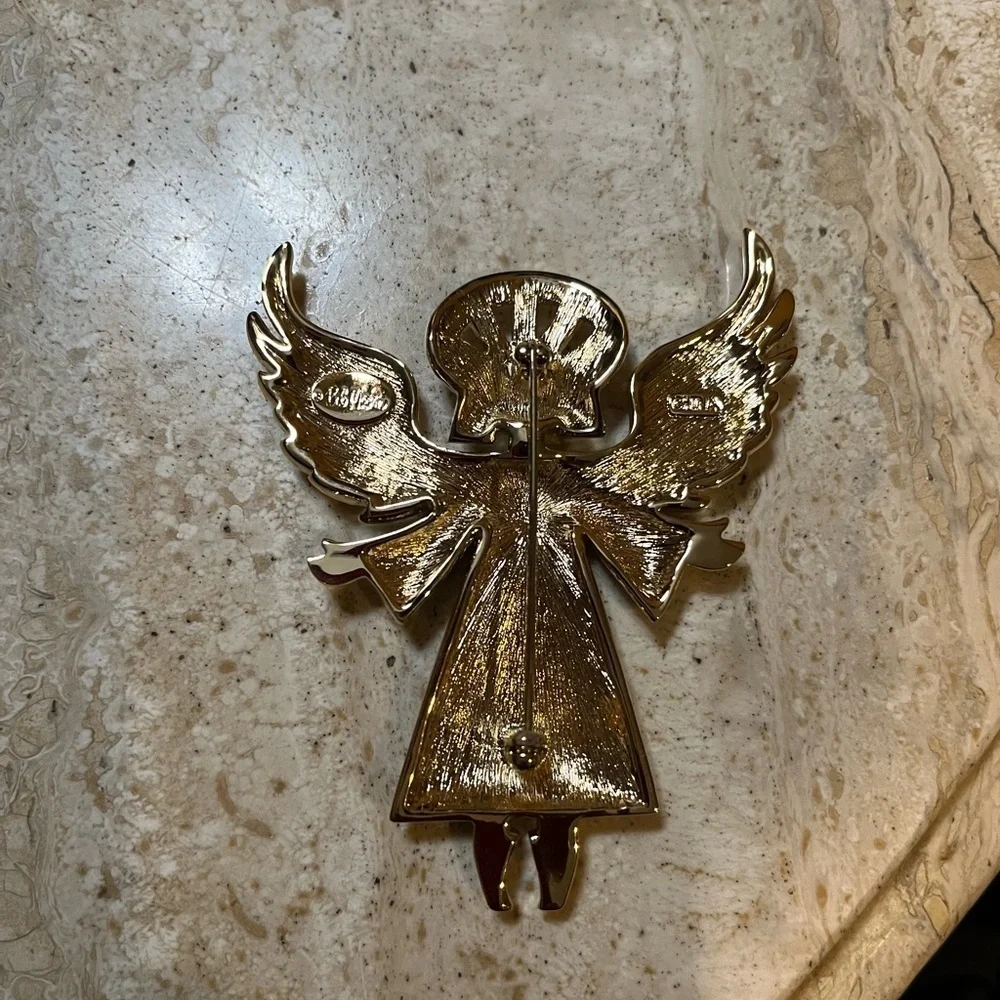 Bob Mackie Mosaic Angel Brooch In Box